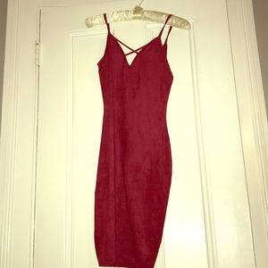 💃🏼Never Worn Suede Red Bodycon Dress 💃🏼
